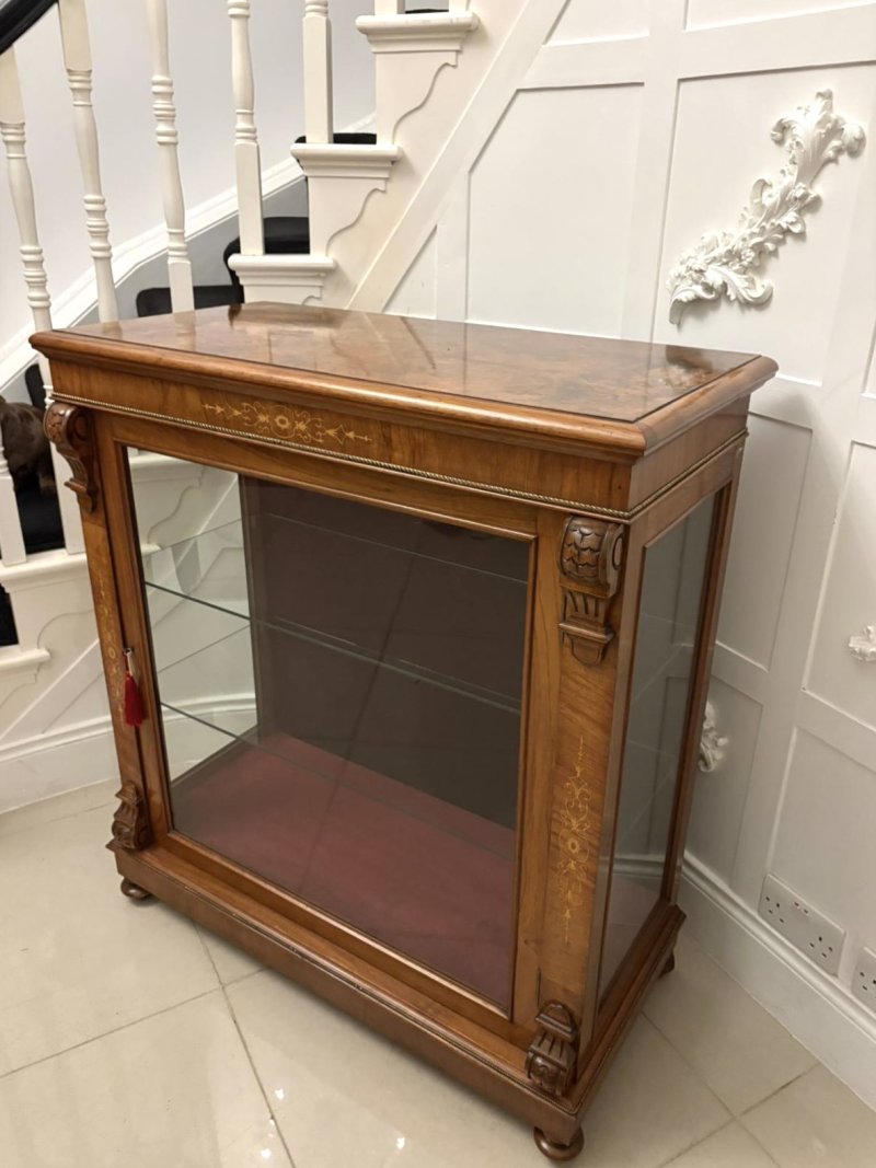 Attractive Antique Mid-19th Century Inlaid Mahogany Side / Display Cabinet